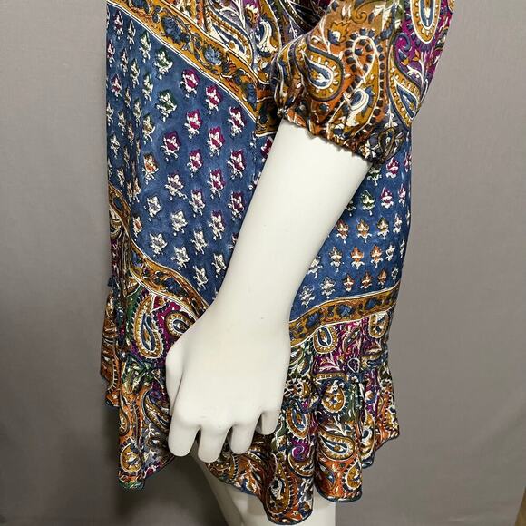 🌟Tolani 100% Silk Multicolored Ginger Paisley Tunic Mini Dress Sz-XS - Picture 6 of 10